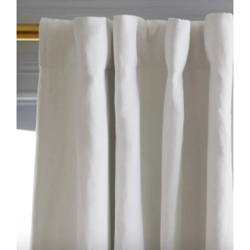 Quince European Linen Room Darkening Curtain 48X96  White #1
